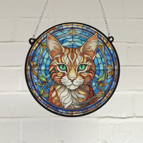 Cat Bengal Stained Glass Effect Suncatcher